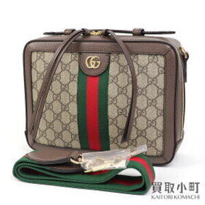 Gucci Ophidia GG Shoulder Bag Supreme Beige Ebony Web Stripe Square